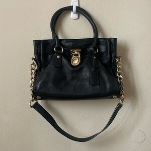 Michael Kors Black Leather Small Hamilton Satchel Fulton
